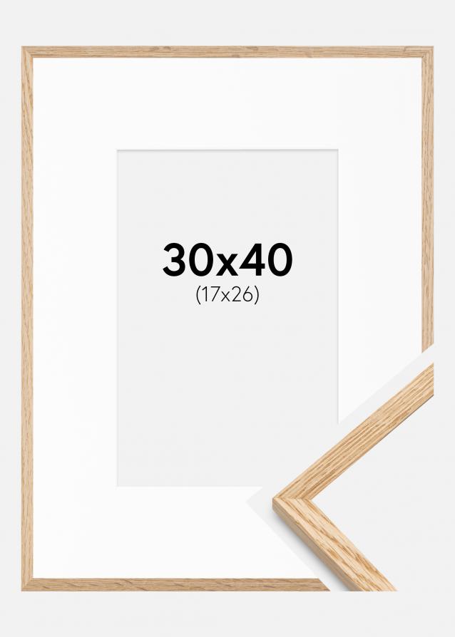 Cadre Mince Chêne 30x40 cm - Passe-partout Blanc 18x27 cm