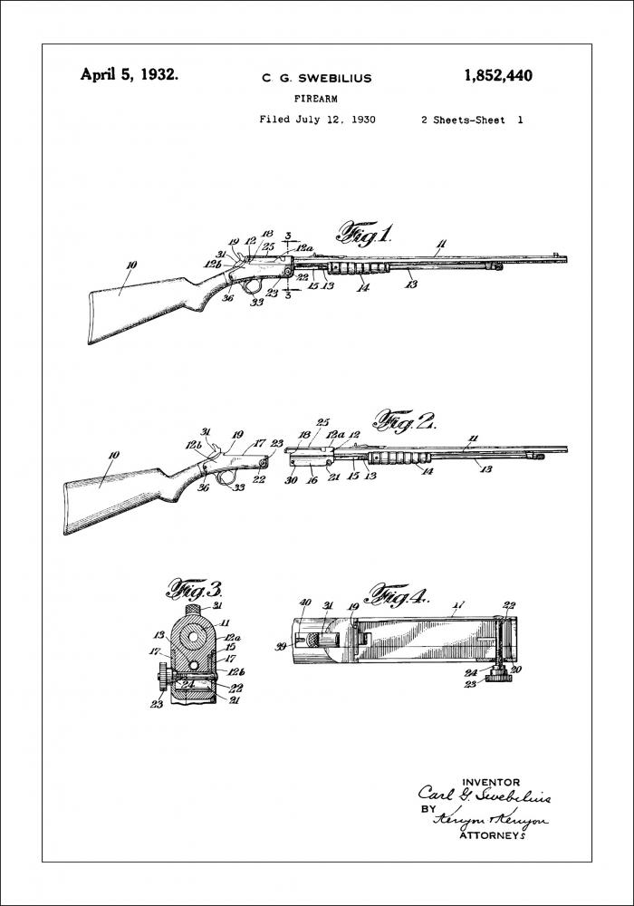 Dessin de brevet - Fusil I - Poster