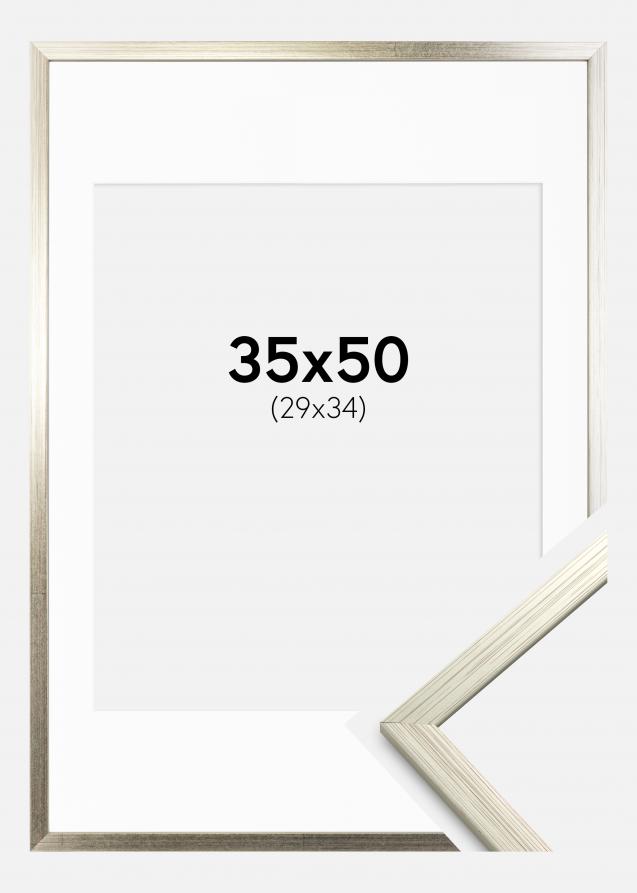 Cadre Edsbyn Argent 35x50 cm - Passe-partout Blanc 30x35 cm