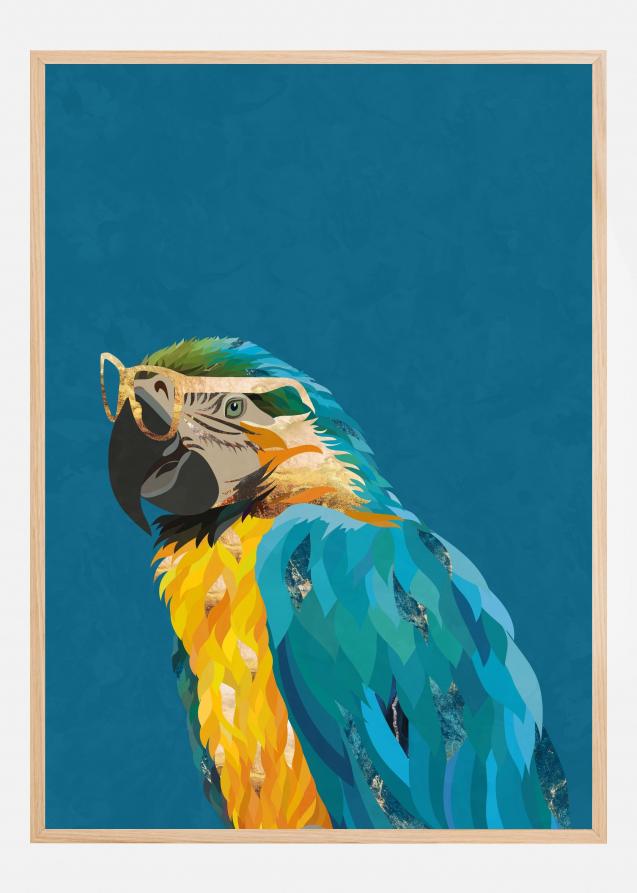 Vibrant macaw wearing glasses Poster