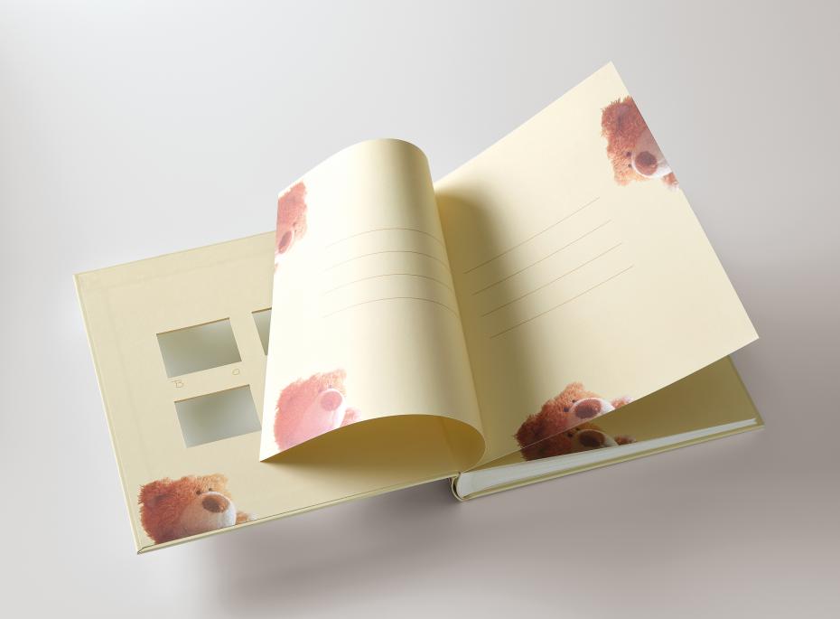 Classic Bear Album enfant Crme - 28x30,5 cm (60 pages blanches / 30 feuilles)