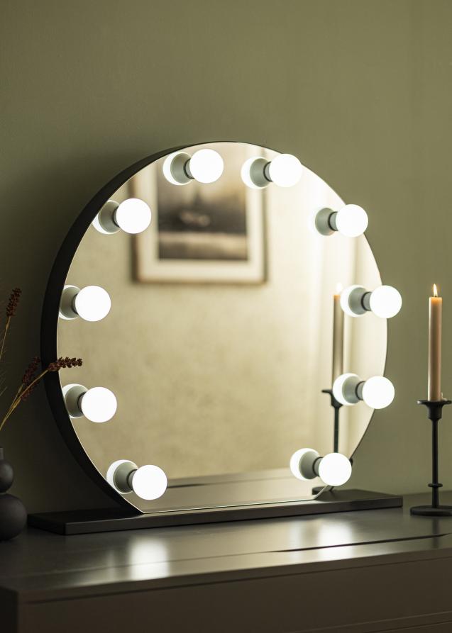 KAILA Miroir de maquillage Hollywood 10 E27 Noir 70x65 cm