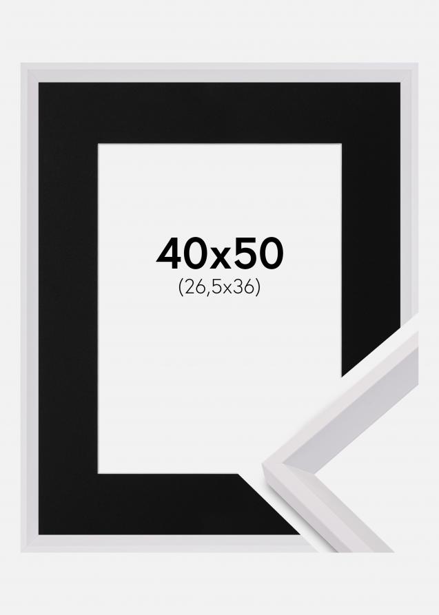 Cadre Globe Blanc 40x50 cm - Passe-partout Noir 27,5x37 cm