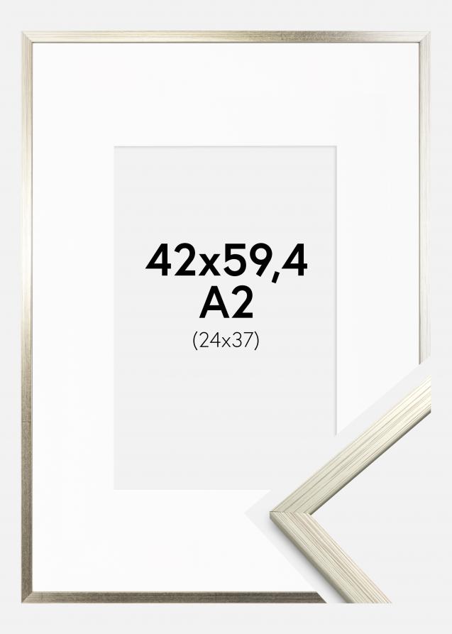 Cadre Edsbyn Argent 42x59,4 cm (A2) - Passe-partout Blanc 25x38 cm