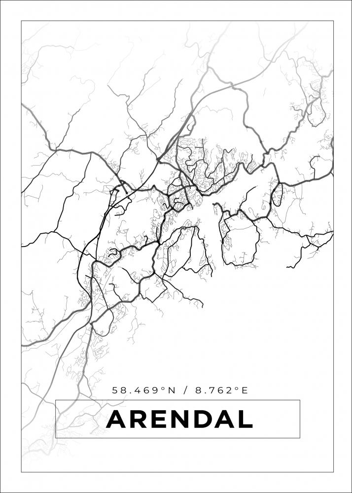 Map - Arendal - White