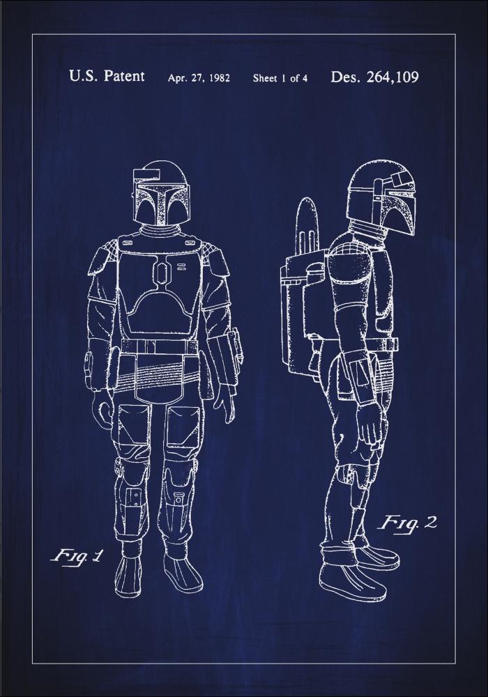 Dessin de brevet - Star Wars - Boba Fett - Bleu Poster