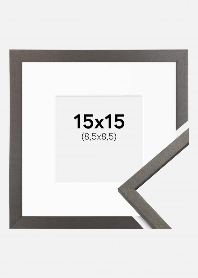 Cadre Edsbyn Graphite 15x15 cm - Passe-partout Blanc 9x9 cm