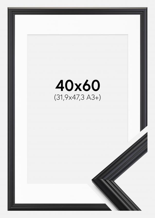 Cadre Siljan Noir 40x60 cm - Passe-partout Blanc 32,9x48,3 cm (A3+)