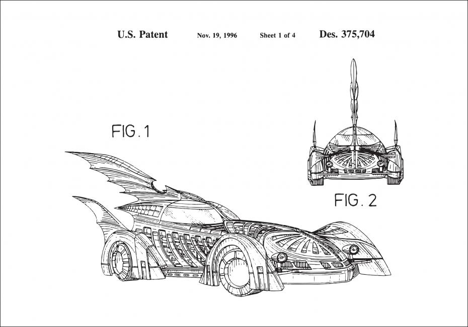 Dessin de brevet - Batman - Batmobile 1996 I Poster