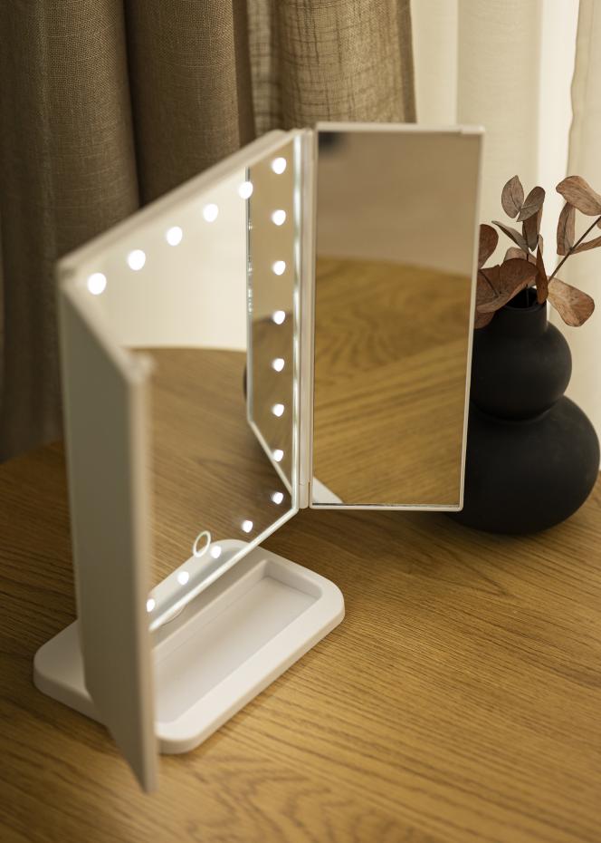 KAILA Miroir de maquillage Tri-Fold Magnifying Blanc 20x30 cm