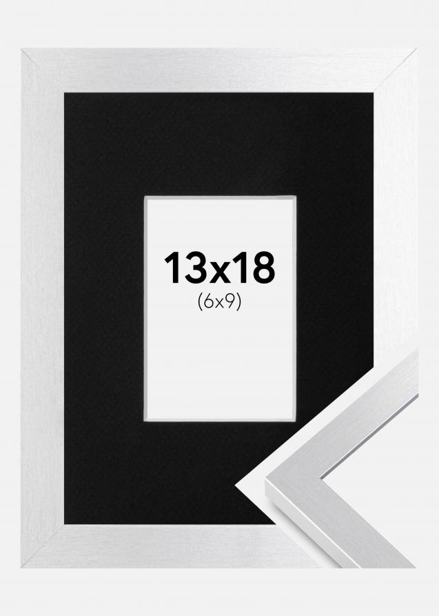 Cadre Selection Argent 13x18 cm - Passe-partout Noir 7x10 cm