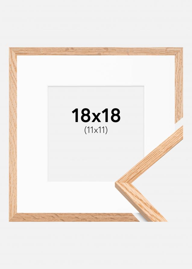 Cadre Mince Chêne 18x18 cm - Passe-partout Blanc 12x12 cm