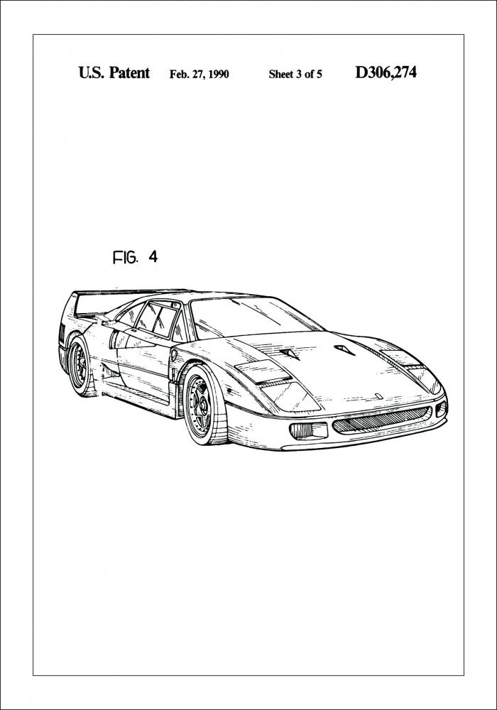 Dessin de brevet - Ferrari F40 II Poster