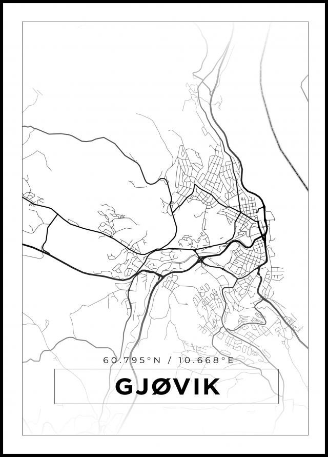 Map - Gjøvik - White