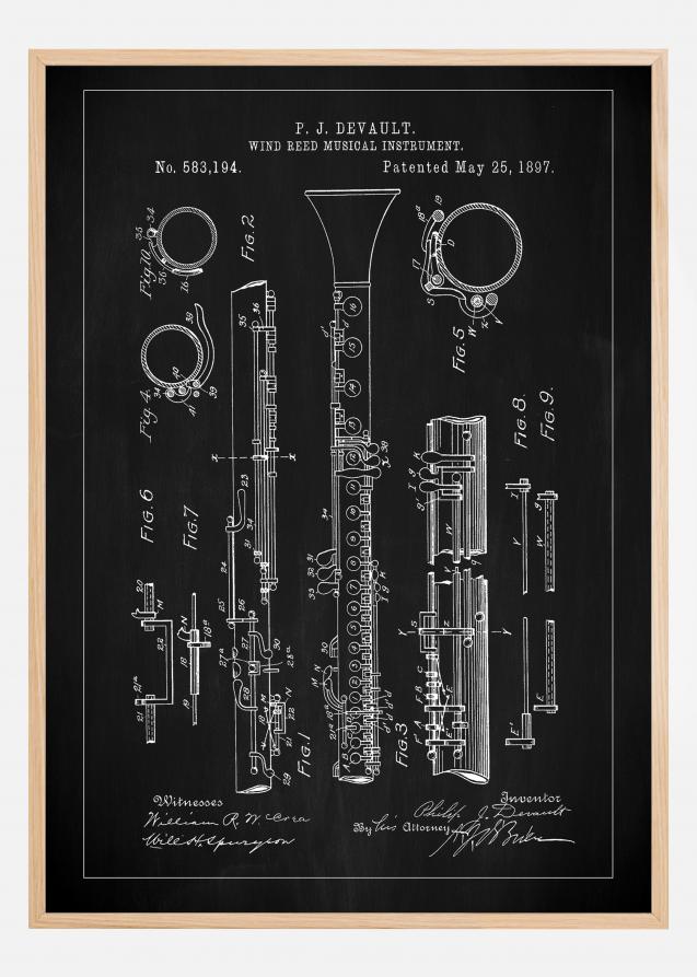 Patent Print - Clarinet - Black Poster