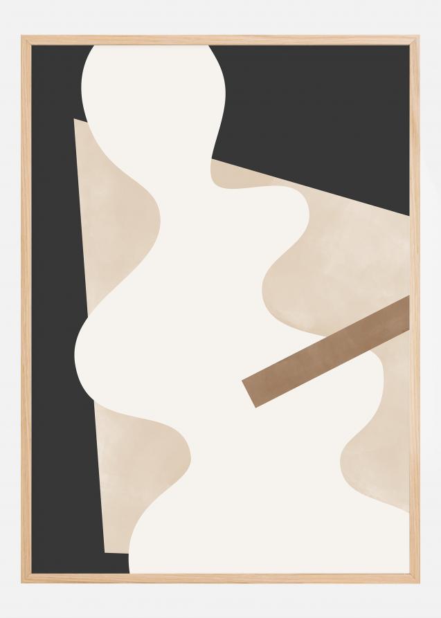 Beige Graphic Curves Art Poster
