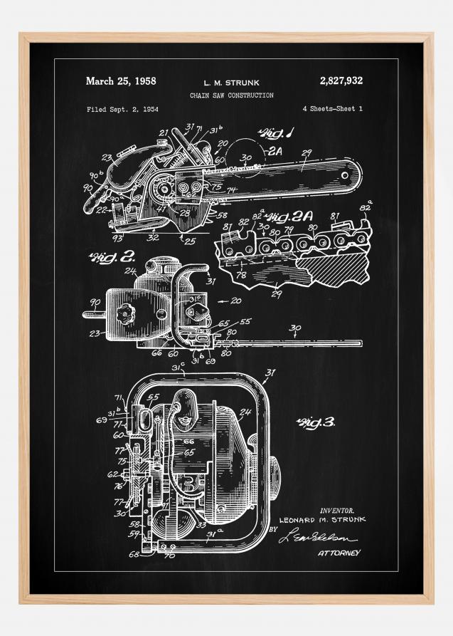 Patent Print - Chain Saw - Black Poster