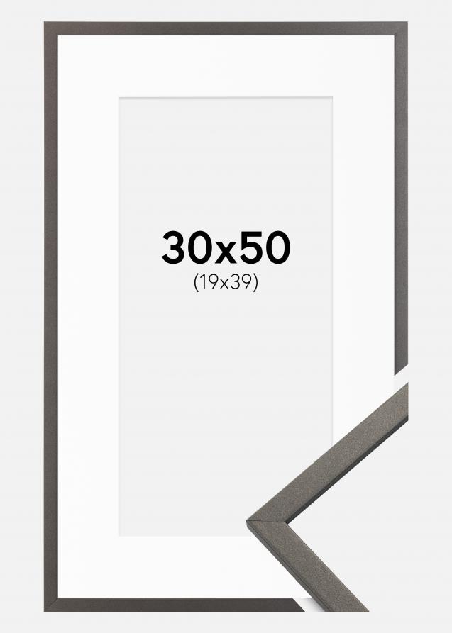 Cadre Edsbyn Graphite 30x50 cm - Passe-partout Blanc 20x40 cm