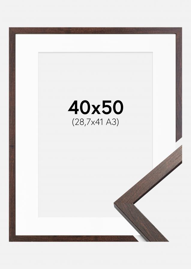 Cadre Trendy Noyer 40x50 cm - Passe-partout Blanc 29,7x42 cm