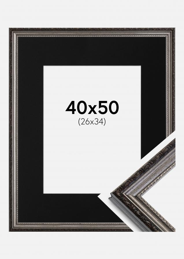 Cadre Abisko Argent 40x50 cm - Passe-partout Noir 27x35 cm