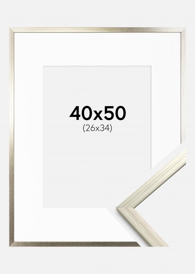 Cadre Edsbyn Argent 40x50 cm - Passe-partout Blanc 27x35 cm