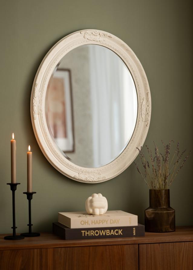 Miroir Antique Blanc Ovale 63x73 cm