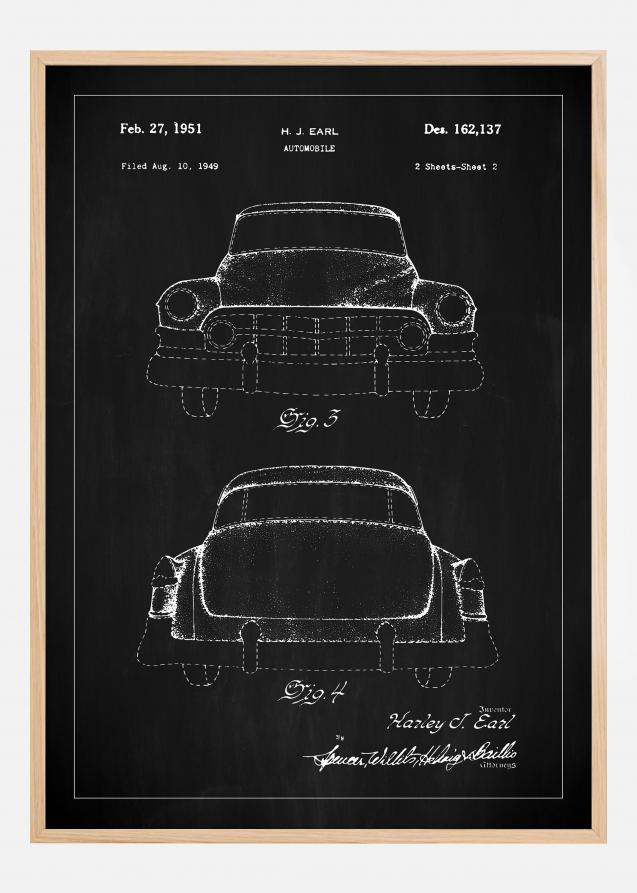 Dessin de brevet - Cadillac II - Noir Poster