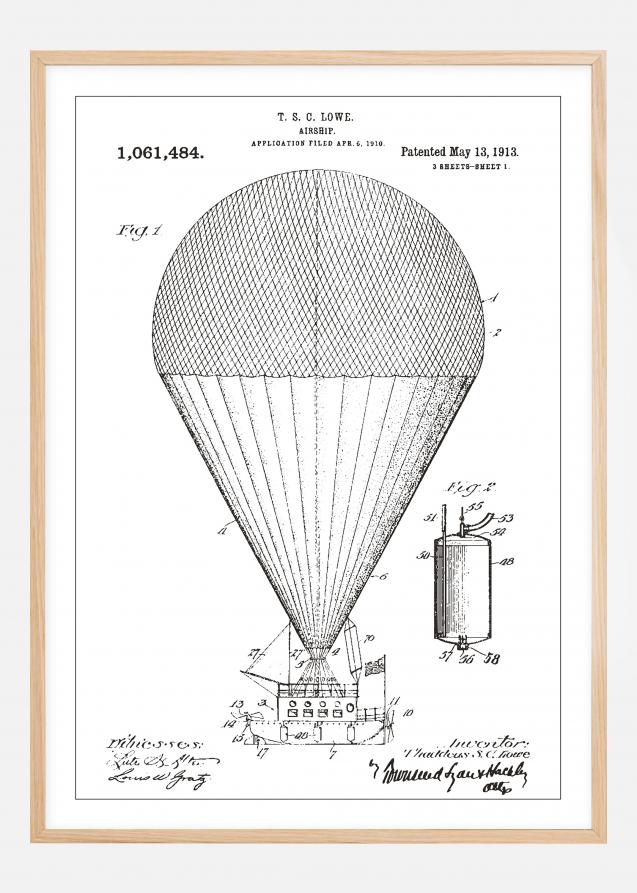 Dessin de brevet - Ballon dirigeable - Blanc Poster