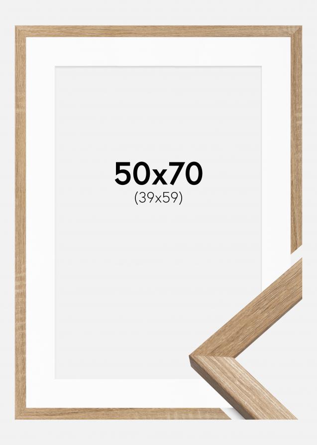 Cadre Fiorito Chêne Clair 50x70 cm - Passe-partout Blanc 40x60 cm