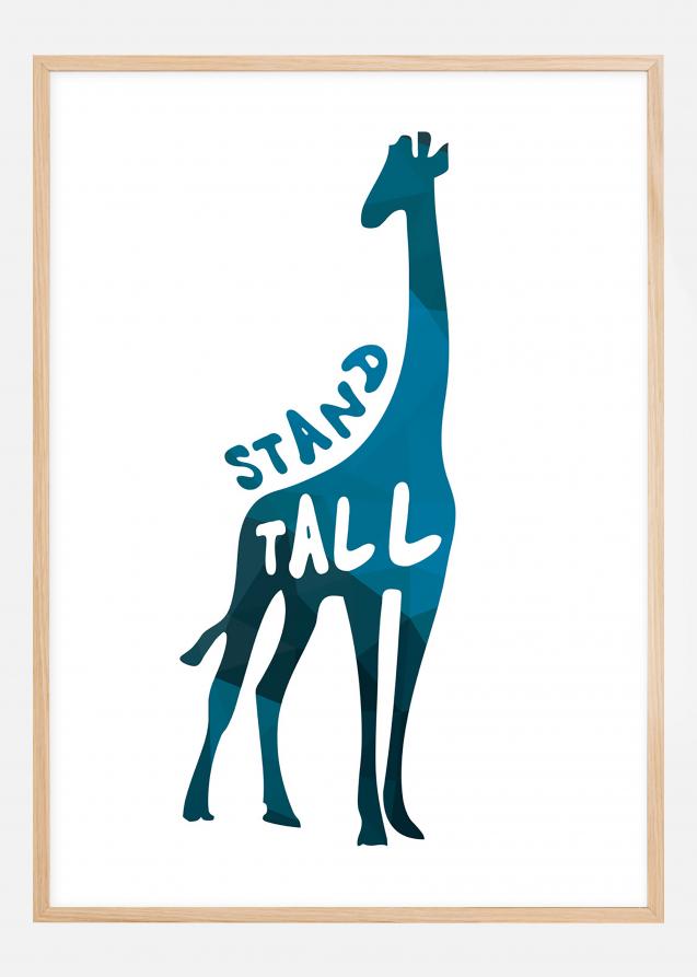 Giraffe stand tall - Blue Poster