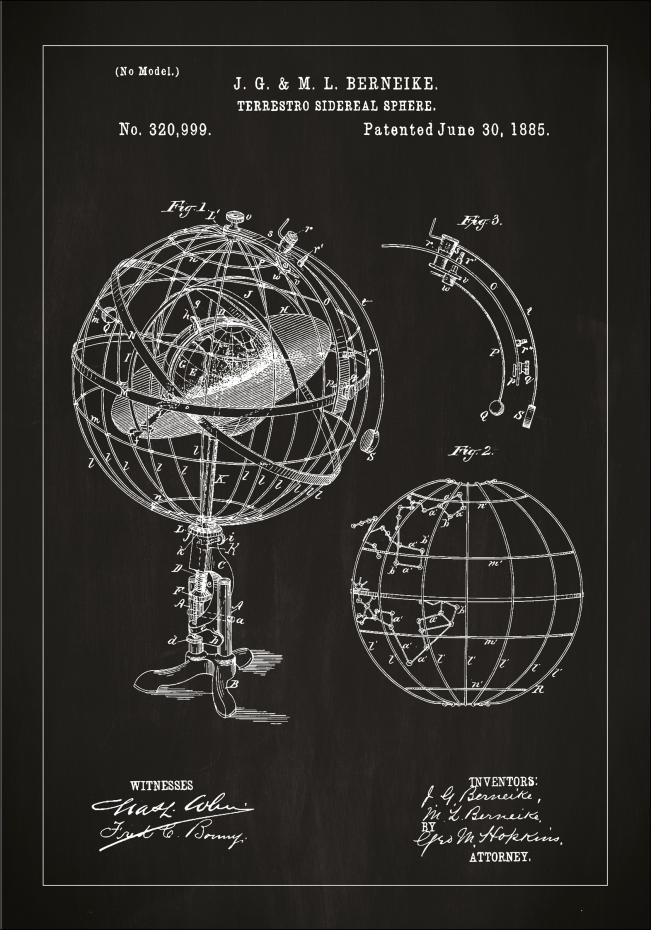 Dessin de brevet - Modle astronomique - Noir Poster