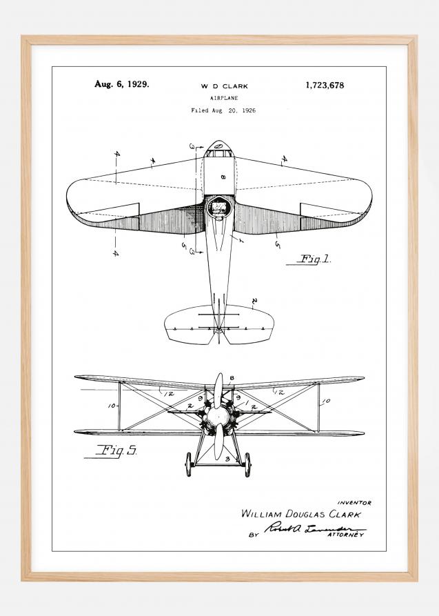 Dessin de brevet - Avion - Blanc Poster