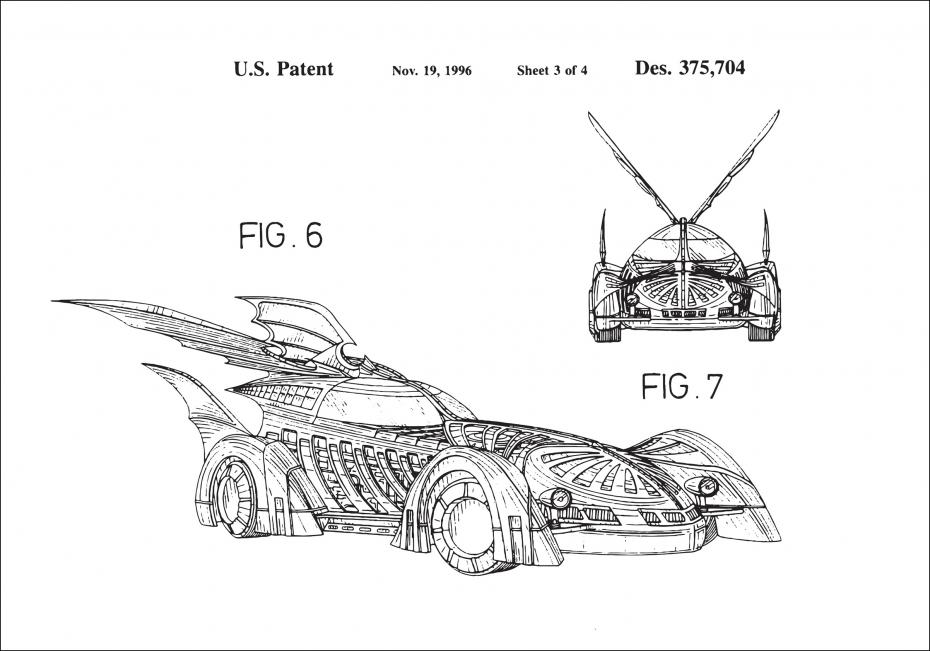Dessin de brevet - Batman - Batmobile 1996 III Poster