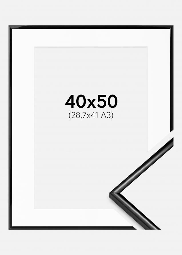 Cadre Scandi Noir 40x50 cm - Passe-partout Blanc 29,7x42 cm (A3)