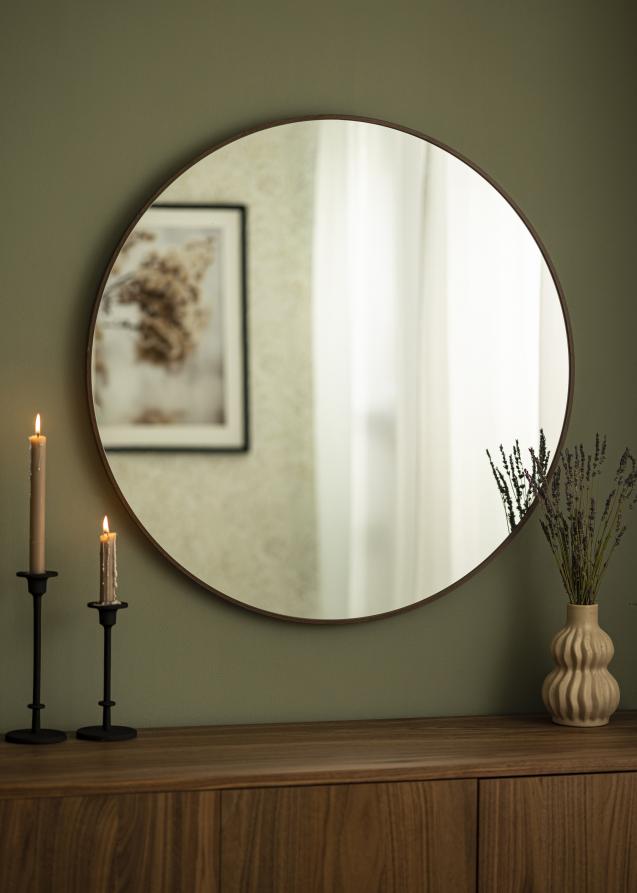 Miroir Modern Noyer diamètre 80 cm