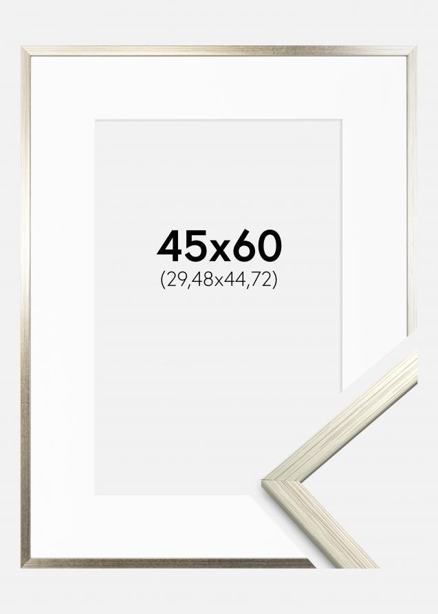 Cadre Edsbyn Argent 45x60 cm - Passe-partout Blanc 12x18 inches