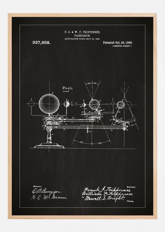 Dessin de brevet - Planétarium - Noir Poster