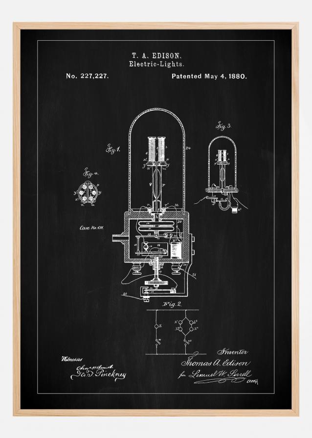 Patent Print - Edison Light - Black Poster