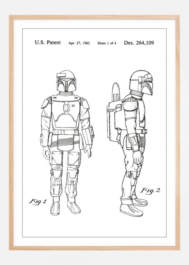 Dessin de brevet - Star Wars - Boba Fett - Blanc Poster