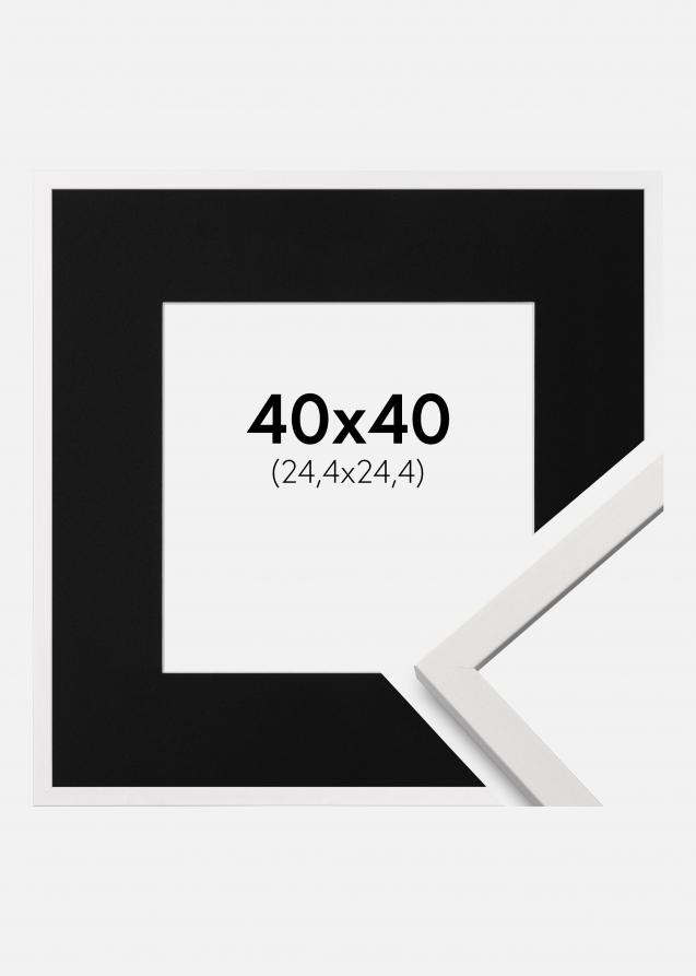 Cadre Edsbyn Blanc 40x40 cm - Passe-partout Noir 10x10 pouces (25,4x25,4 cm)