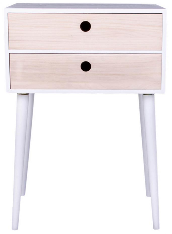 Table de chevet Rimini 32x45 cm - Blanc/Bois
