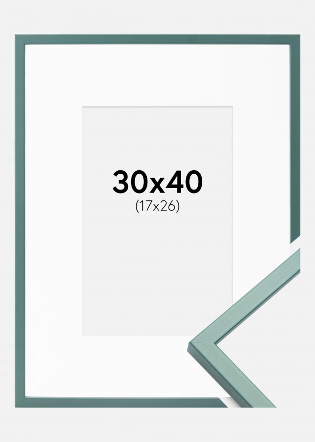 Cadre E-Line Vert 30x40 cm - Passe-partout Blanc 18x27 cm
