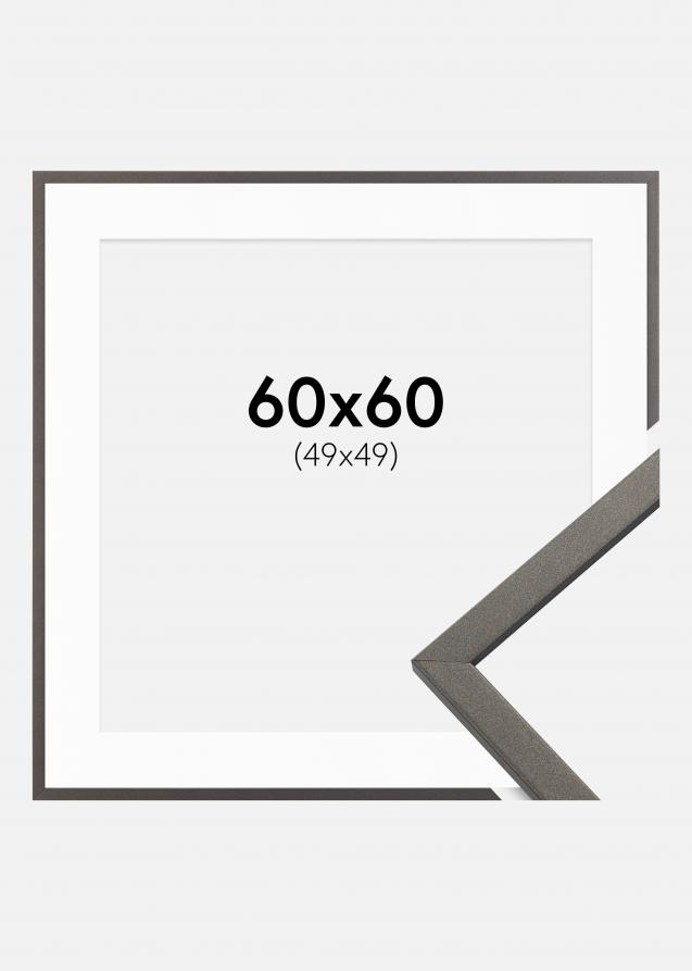 Cadre Edsbyn Graphite 60x60 cm - Passe-partout Blanc 50x50 cm