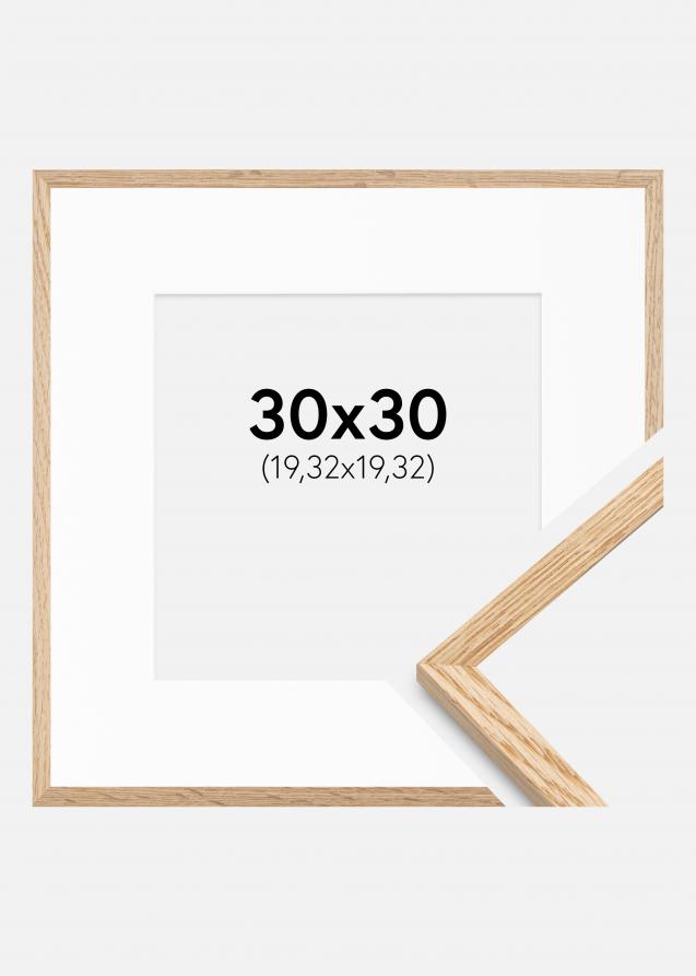 Cadre Mince Chêne 30x30 cm - Passe-partout Blanc 8x8 inches