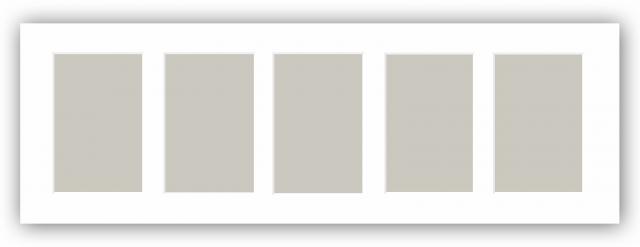 Passe-partout Blanc 20x60 cm - Collage 5 Images (9x14 cm)