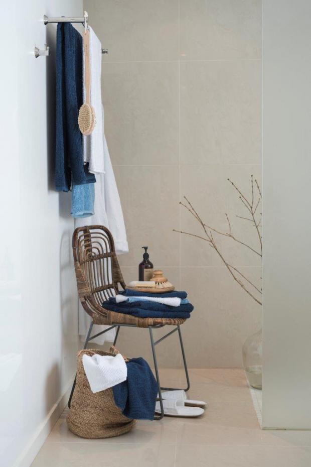 Serviette de bain Stripe ponge - Blanc 65x130 cm