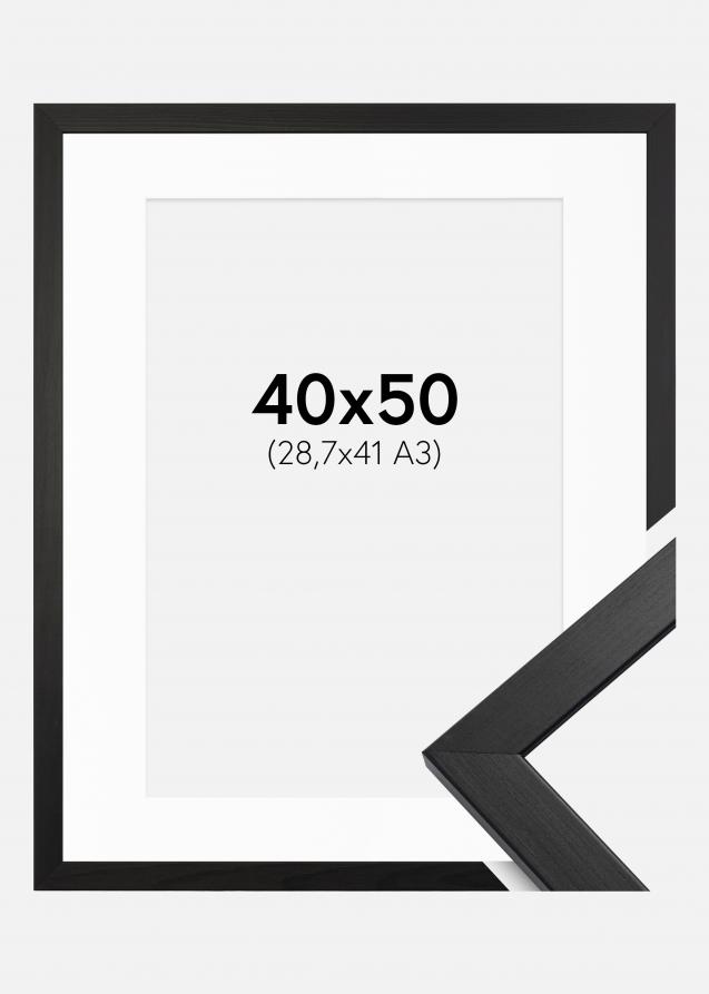 Cadre Stilren Verre acrylique Noir 40x50 cm - Passe-partout Blanc 29,7x42 cm