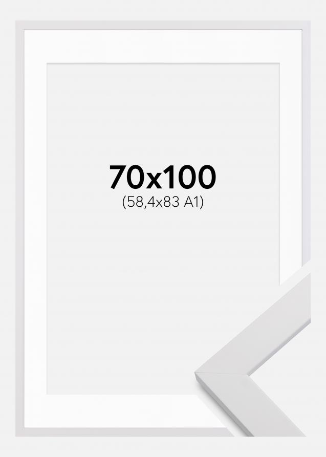Cadre White Wood 70x100 cm - Passe-partout Blanc 59,4x84 cm (A1)