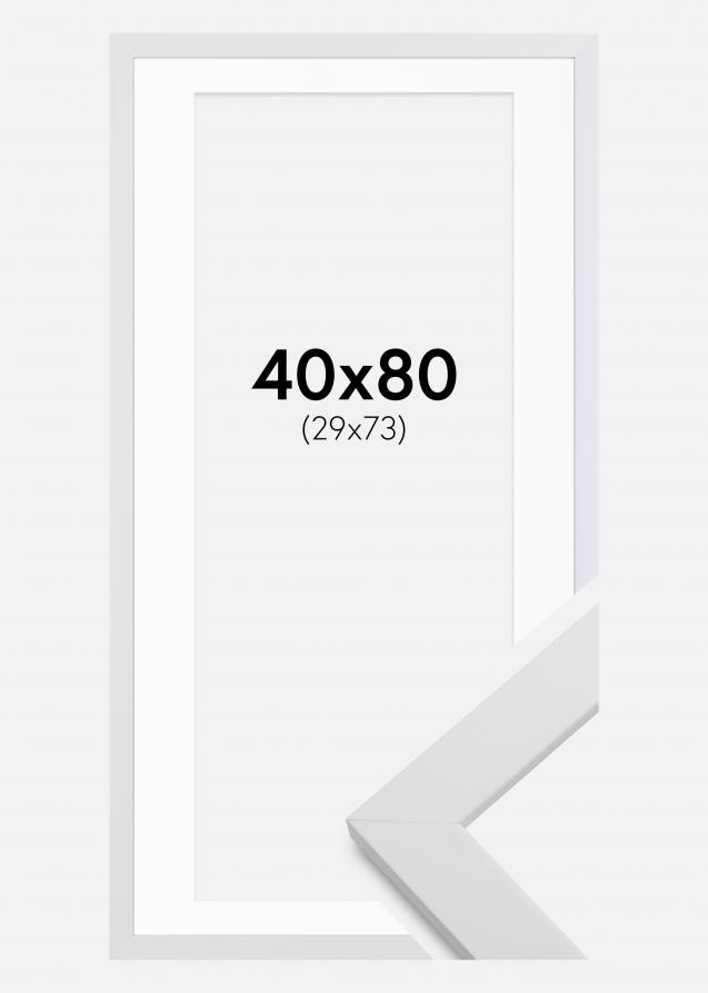 Cadre White Wood 40x80 cm - Passe-partout Blanc 30x74 cm