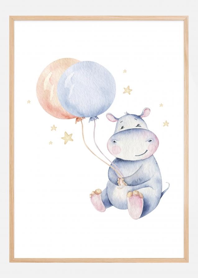 Hippo Balloon Poster